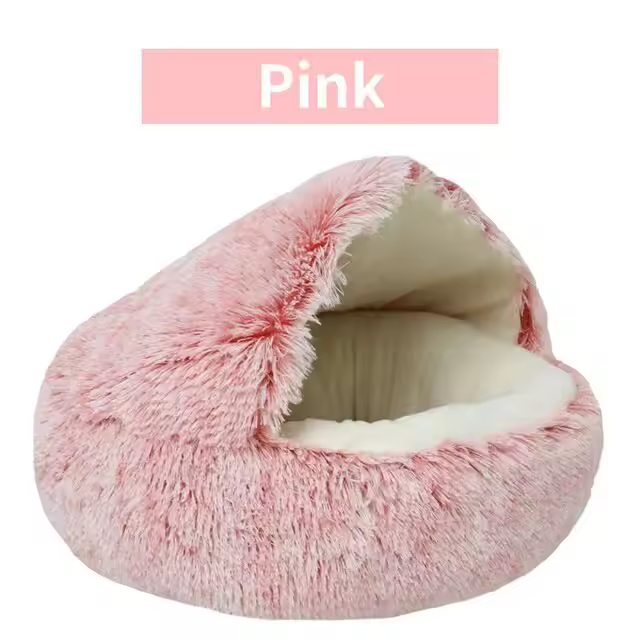 Soft Plush Pet Bed with Cover Round Cat Bed - Image 10