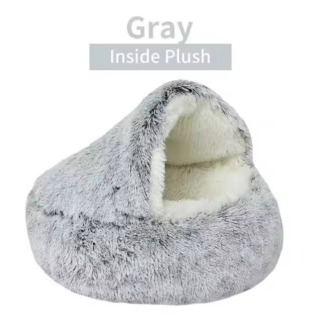 Soft Plush Pet Bed with Cover Round Cat Bed - Image 11