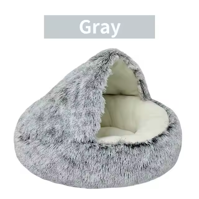 Soft Plush Pet Bed with Cover Round Cat Bed - Image 12